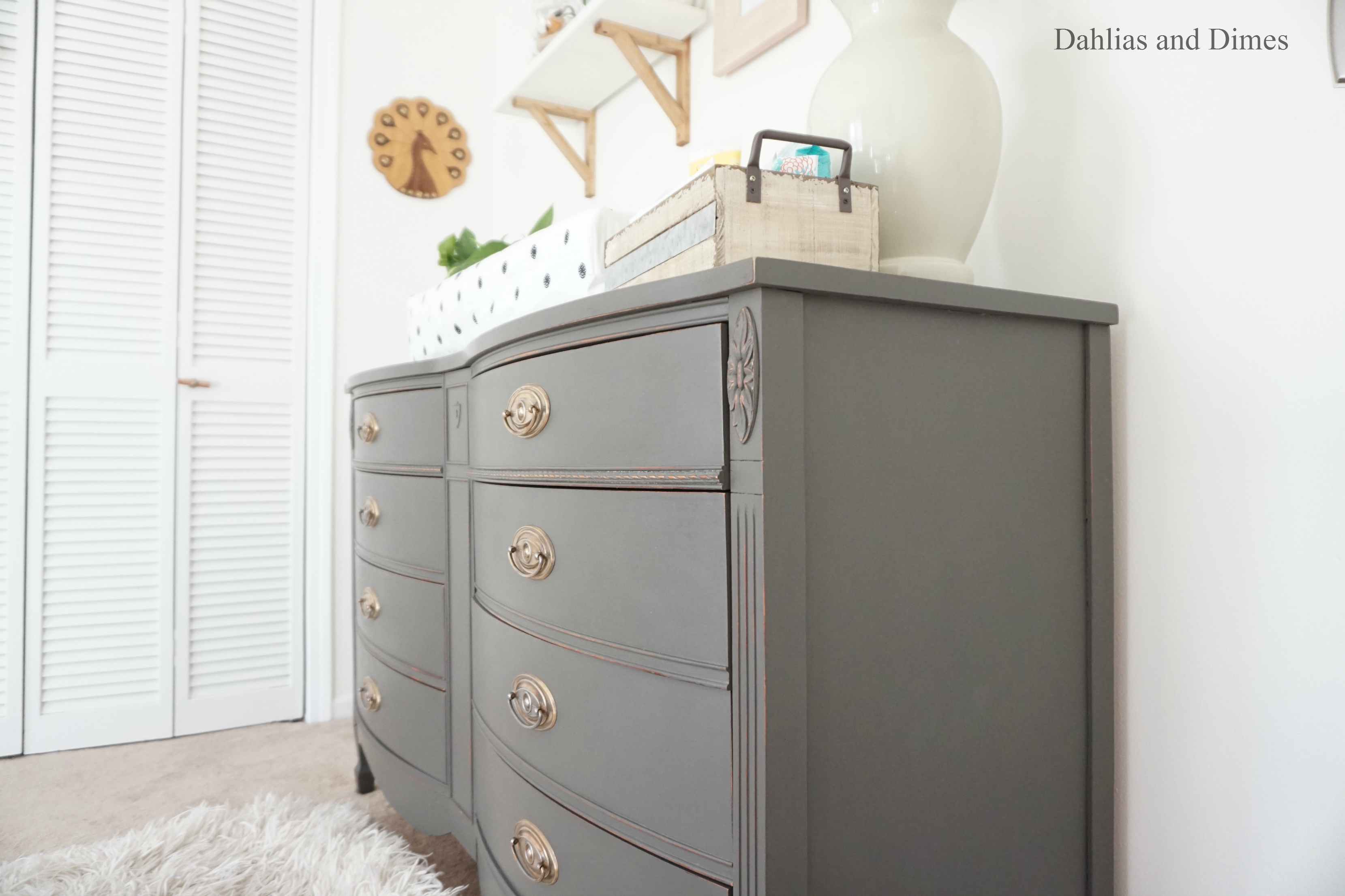 Beautiful DIY Distressed Gray Chalk Paint Furniture Makeover