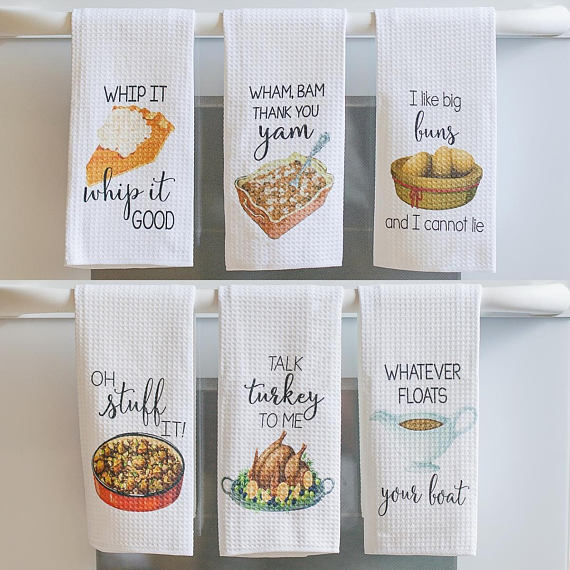 quirky fall dish towels