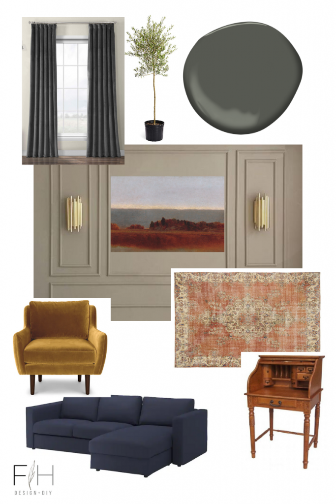 moody office mood board