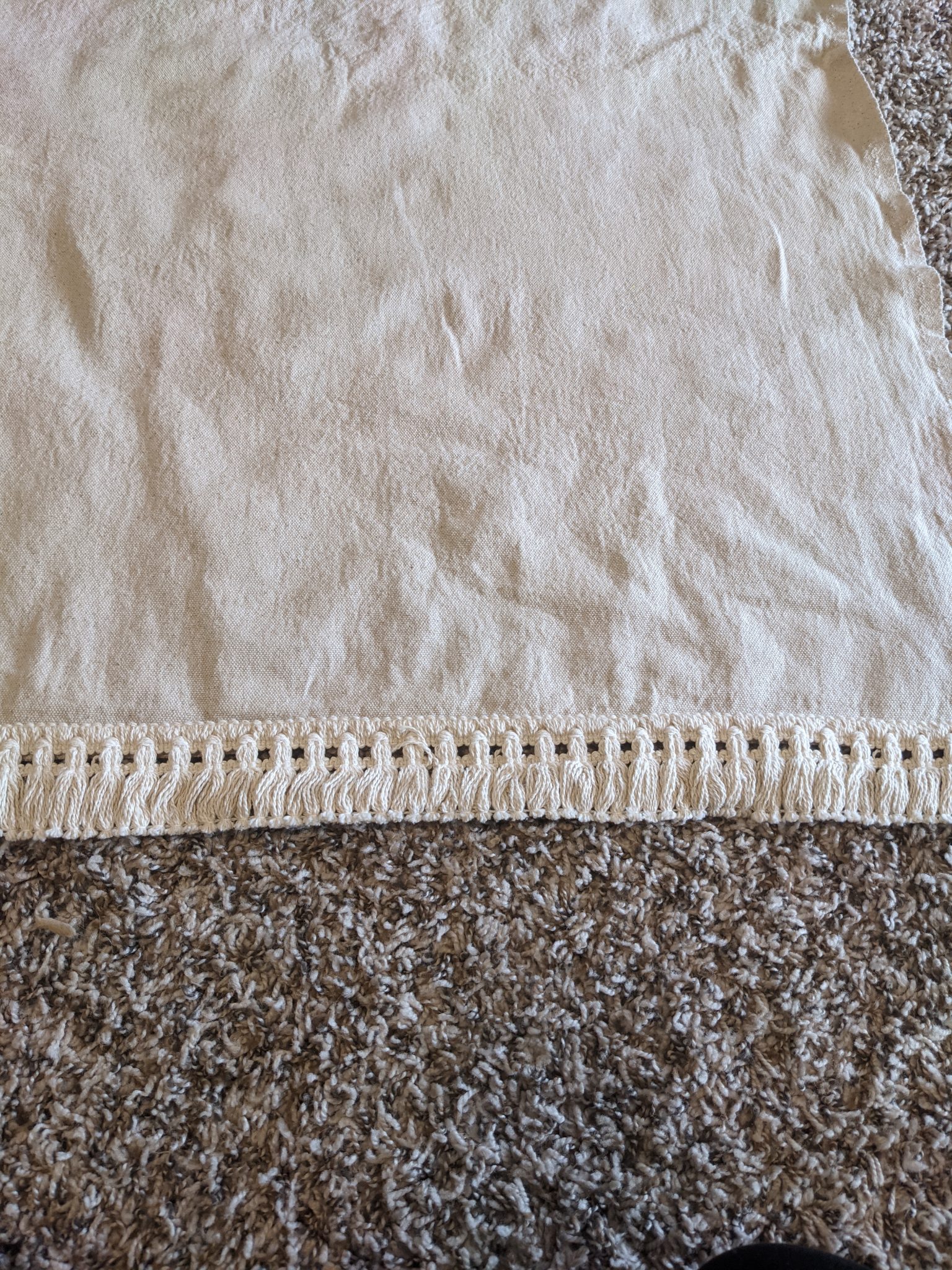 DIY NO SEW Tassel Drop Cloth Bed Skirt - Forrester Home